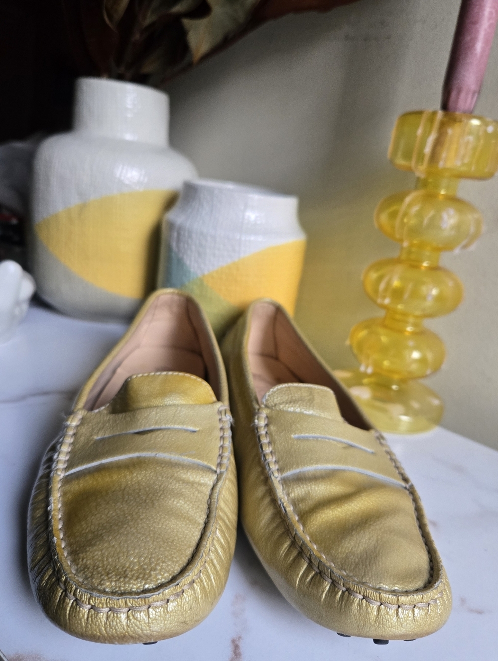 Tod's Patent Leather Yellow Women's Loafers Size 7.5 - Picture 3 of 11